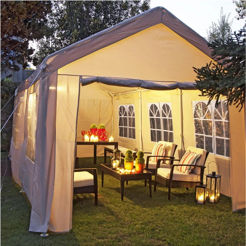 Toldo Con Cortinas Textil Taupe 400 x 800 cm