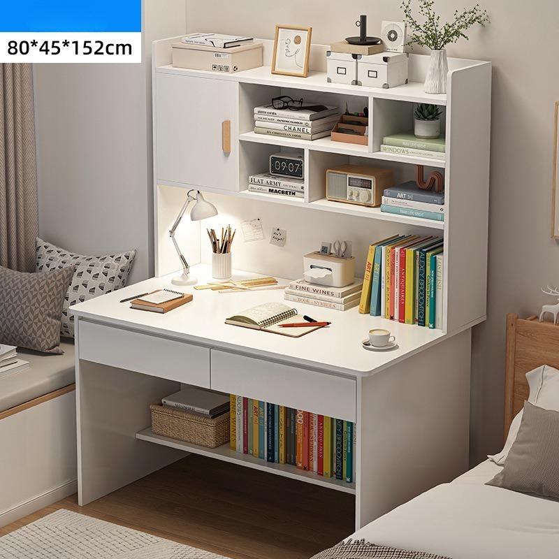 Escritorio para computadora y estudio, con estantería integrada — Ideal para el hogar y estudiantes