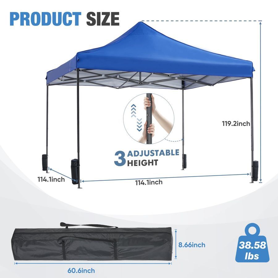 Carpa plegable de 9.5 x 9.5 pies — Carpas de montaje fácil