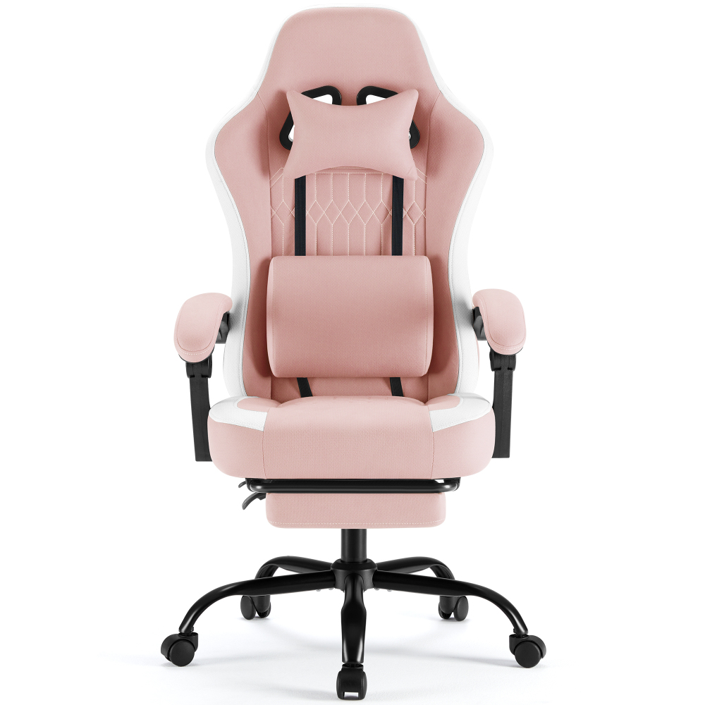 Silla ergonómica JHK para gaming y ordenador: altura ajustable, giro de 360°, con reposacabezas, soporte lumbar y reposabrazos articulados — Para oficina y hogar