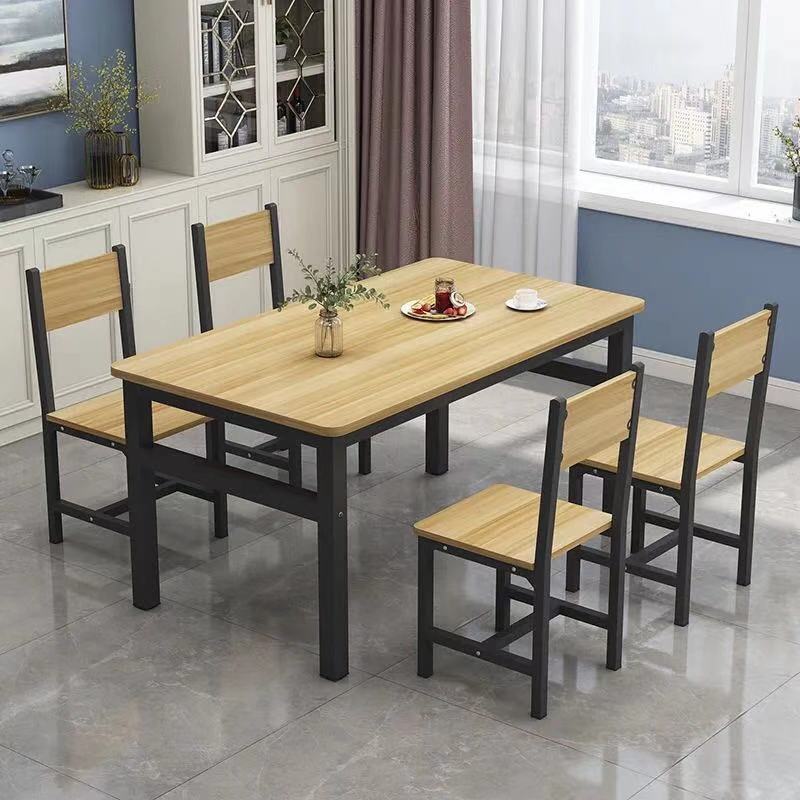 Juego de mesa de comedor plegable y extensible con 4 sillas — Mesa rectangular de madera para cocina y comedor, ideal para ahorrar espacio en apartamentos pequeños y uso doméstico.