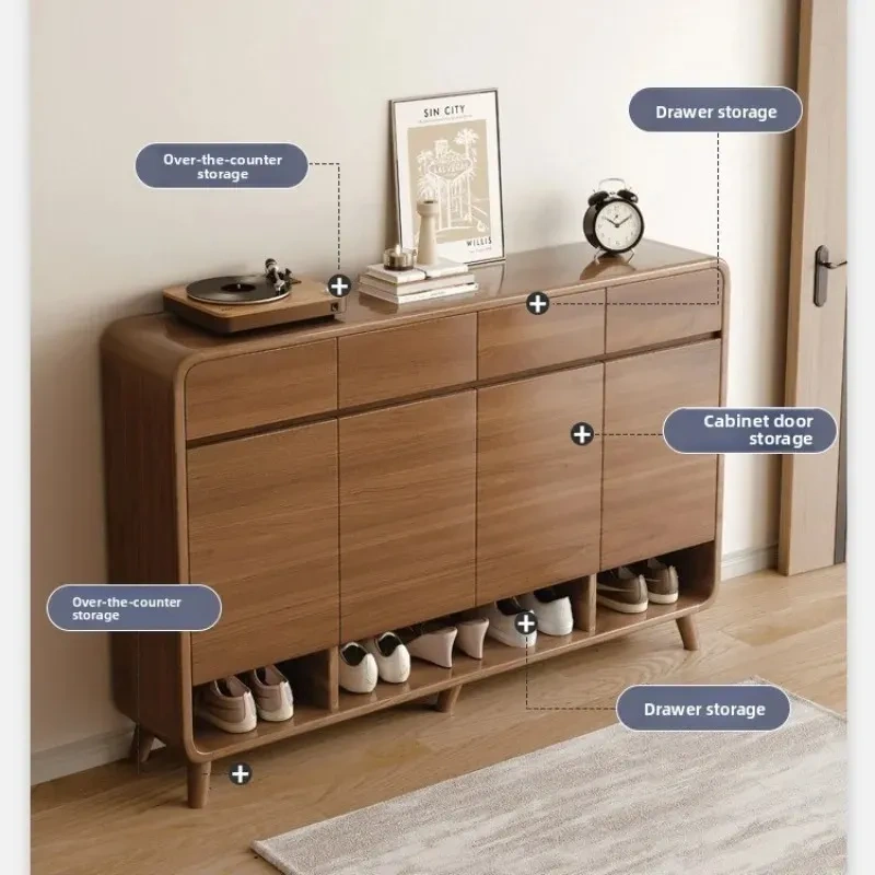 Zapatero de madera de gran capacidad y diseño compacto con múltiples niveles para organizar el hogar (capacidad para 30 pares)
