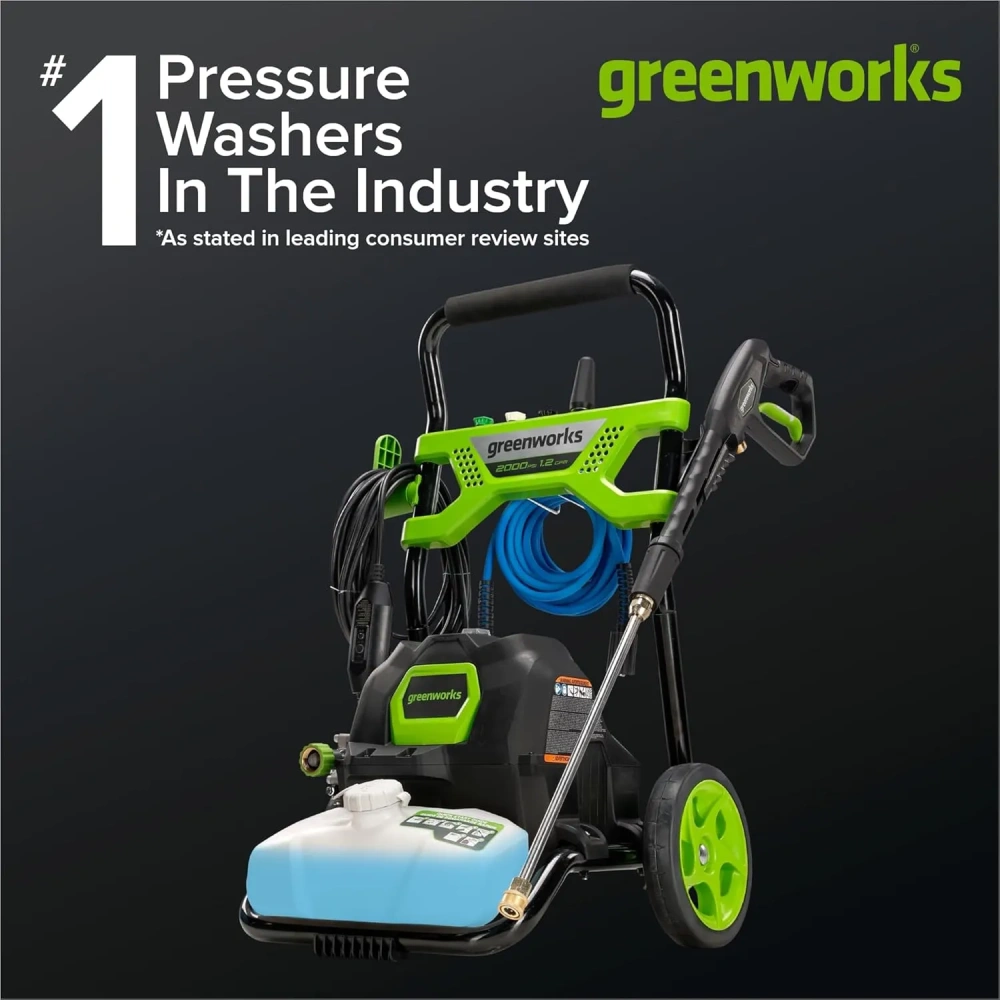 GPW2003 Greenworks (Marco Abierto), 2000 PSI 1.2 GPM, Hidrolavadora con garantía Premium
