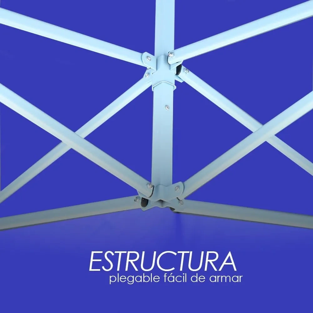 Toldo Plegable con Paredes Laterales, Impermeable y Resistente al Calor, Cinta de Gancho y Felpa de Ajuste, Ideal para Exterior. (Azul, 3x6)