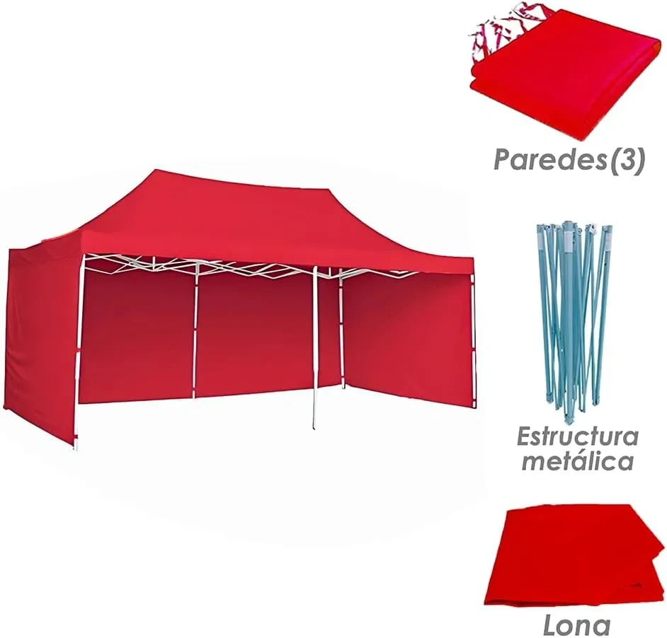 Toldo Plegable con Paredes Laterales, Impermeable y Resistente al Calor, Cinta de Gancho y Felpa de Ajuste, Ideal para Exterior. (Azul, 3x6)