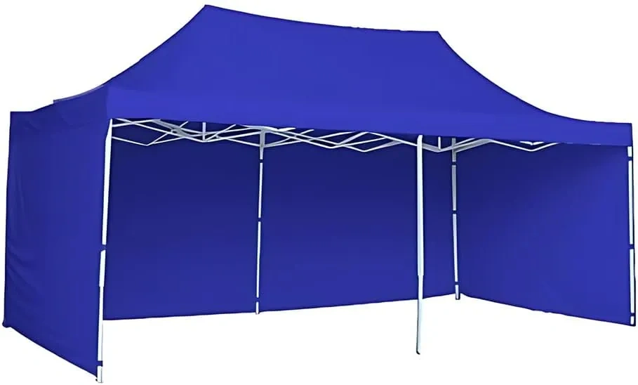 Toldo Plegable con Paredes Laterales, Impermeable y Resistente al Calor, Cinta de Gancho y Felpa de Ajuste, Ideal para Exterior. (Azul, 3x6)