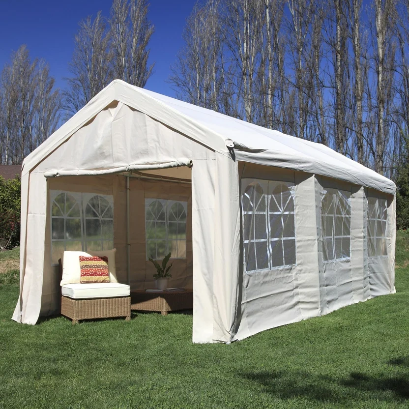 Toldo Con Cortinas Textil Taupe 400 x 800 cm
