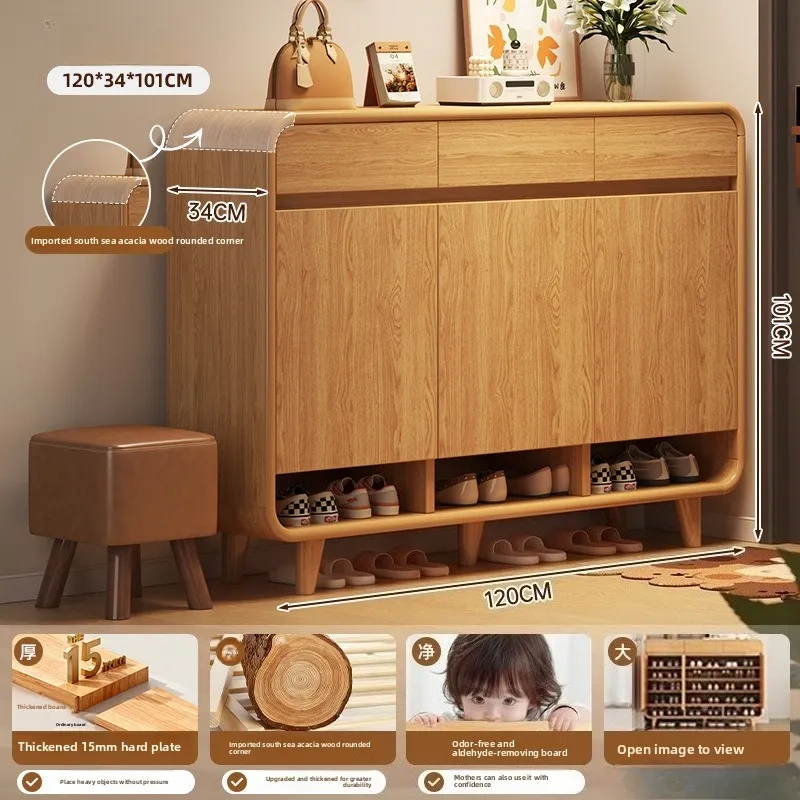 Zapatero de madera de gran capacidad y diseño compacto con múltiples niveles para organizar el hogar (capacidad para 30 pares)