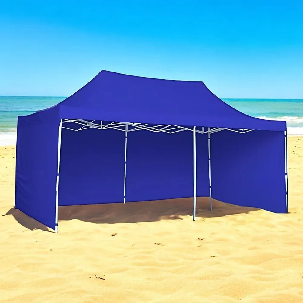Toldo Plegable con Paredes Laterales, Impermeable y Resistente al Calor, Cinta de Gancho y Felpa de Ajuste, Ideal para Exterior. (Azul, 3x6)