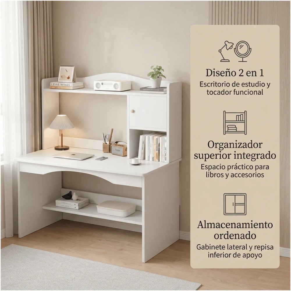 Escritorio Oficina Con Organizador Solido 120x48x115cm