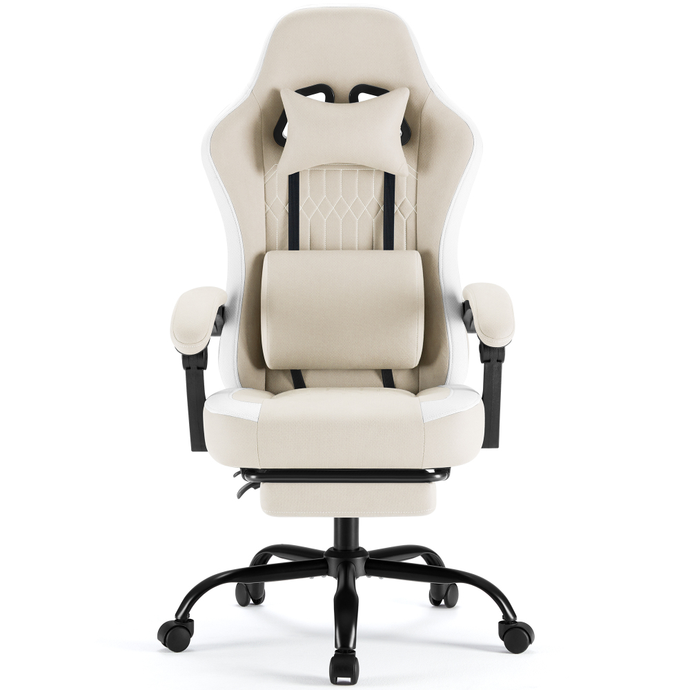 Silla ergonómica JHK para gaming y ordenador: altura ajustable, giro de 360°, con reposacabezas, soporte lumbar y reposabrazos articulados — Para oficina y hogar
