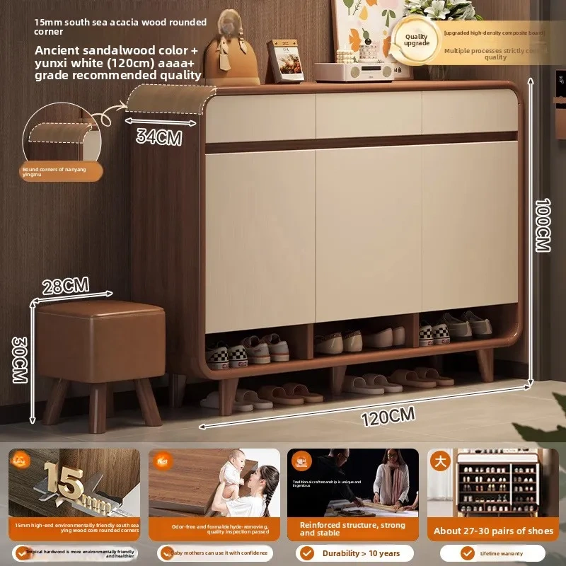 Zapatero de madera de gran capacidad y diseño compacto con múltiples niveles para organizar el hogar (capacidad para 30 pares)