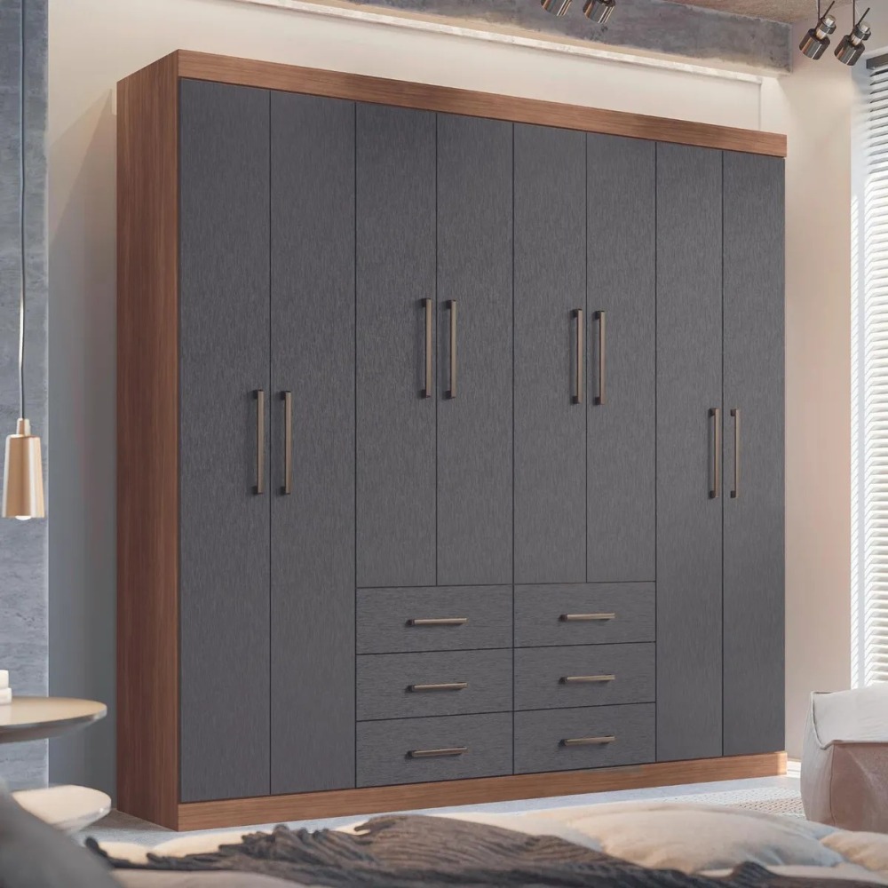 Clóset Liverpool 8 Puerta(s) 6 Cajón(es) 11 Repisa(s) 212x210x46.3 cm Gris