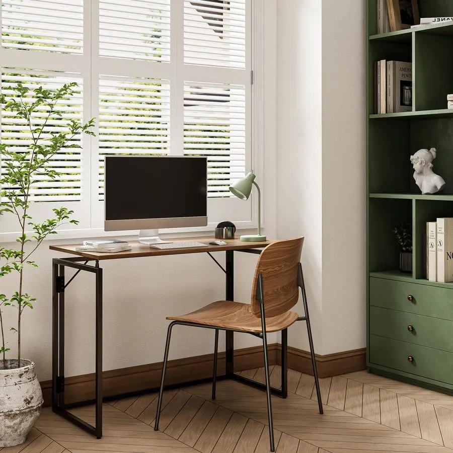 Escritorio plegable de 31,5 pulgadas con tablero de madera para espacios pequeños