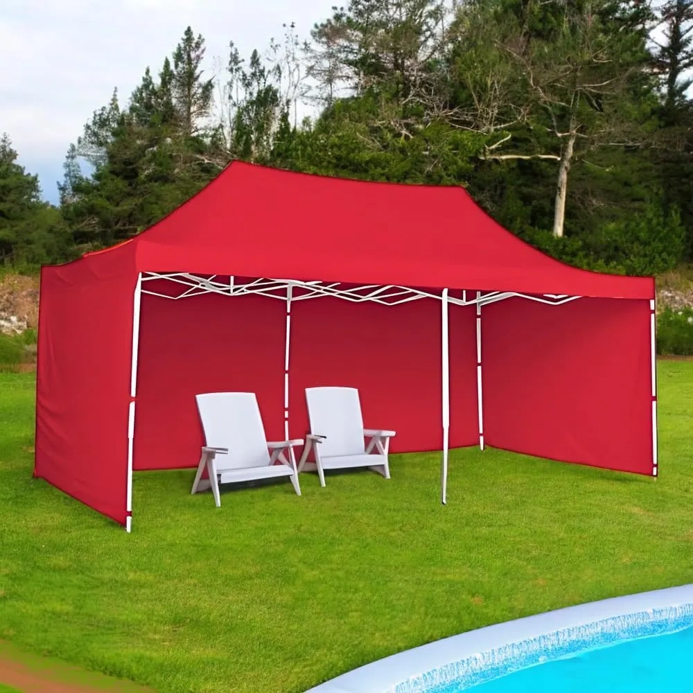 Toldo Plegable con Paredes Laterales, Impermeable y Resistente al Calor, Cinta de Gancho y Felpa de Ajuste, Ideal para Exterior. (Azul, 3x6)