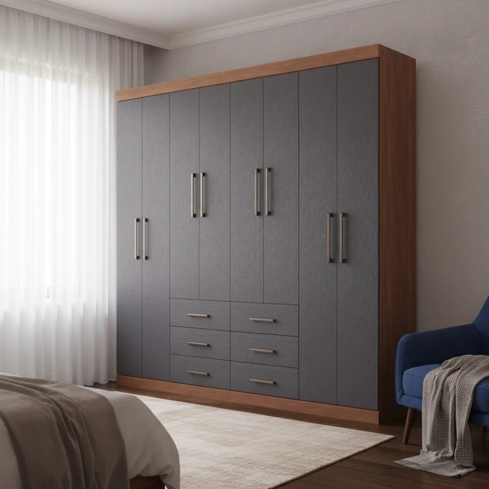 Clóset Liverpool 8 Puerta(s) 6 Cajón(es) 11 Repisa(s) 212x210x46.3 cm Gris
