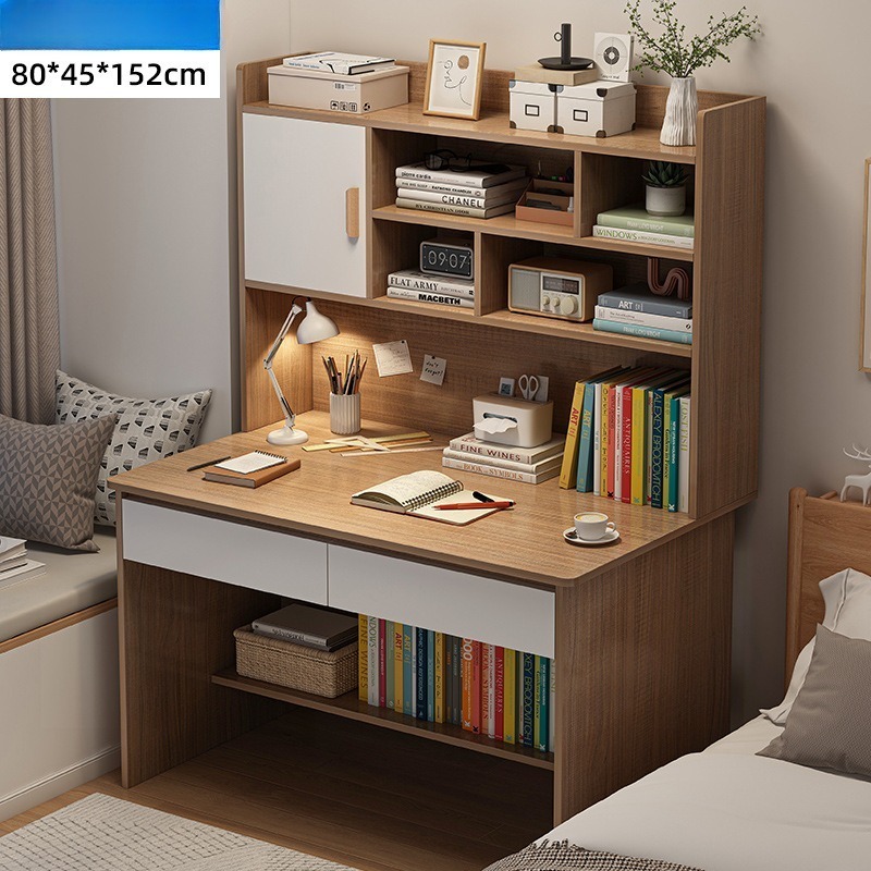Escritorio para computadora y estudio, con estantería integrada — Ideal para el hogar y estudiantes
