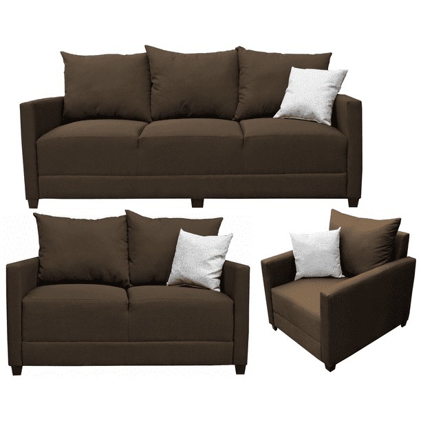 Sala Modular 3-2-1 El Bazar Store Atlanta Lino Negro Sofa Love seat sillon