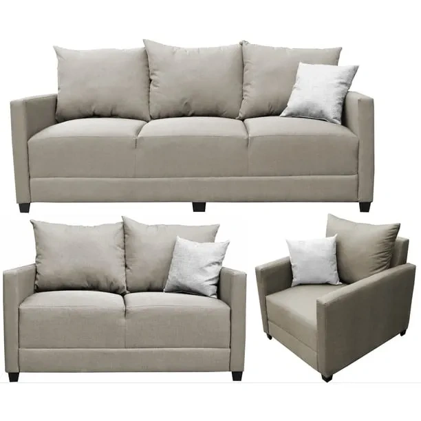Sala Modular 3-2-1 El Bazar Store Atlanta Lino Negro Sofa Love seat sillon