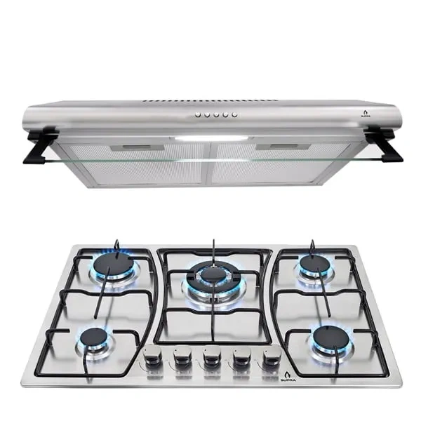 Combo Supra campana de pared y parrilla de 5 quemadores en acero SUPRA Combo Pizzo