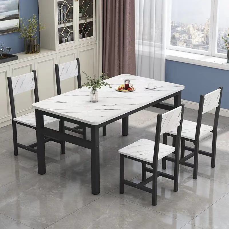 Juego de mesa de comedor plegable y extensible con 4 sillas — Mesa rectangular de madera para cocina y comedor, ideal para ahorrar espacio en apartamentos pequeños y uso doméstico.