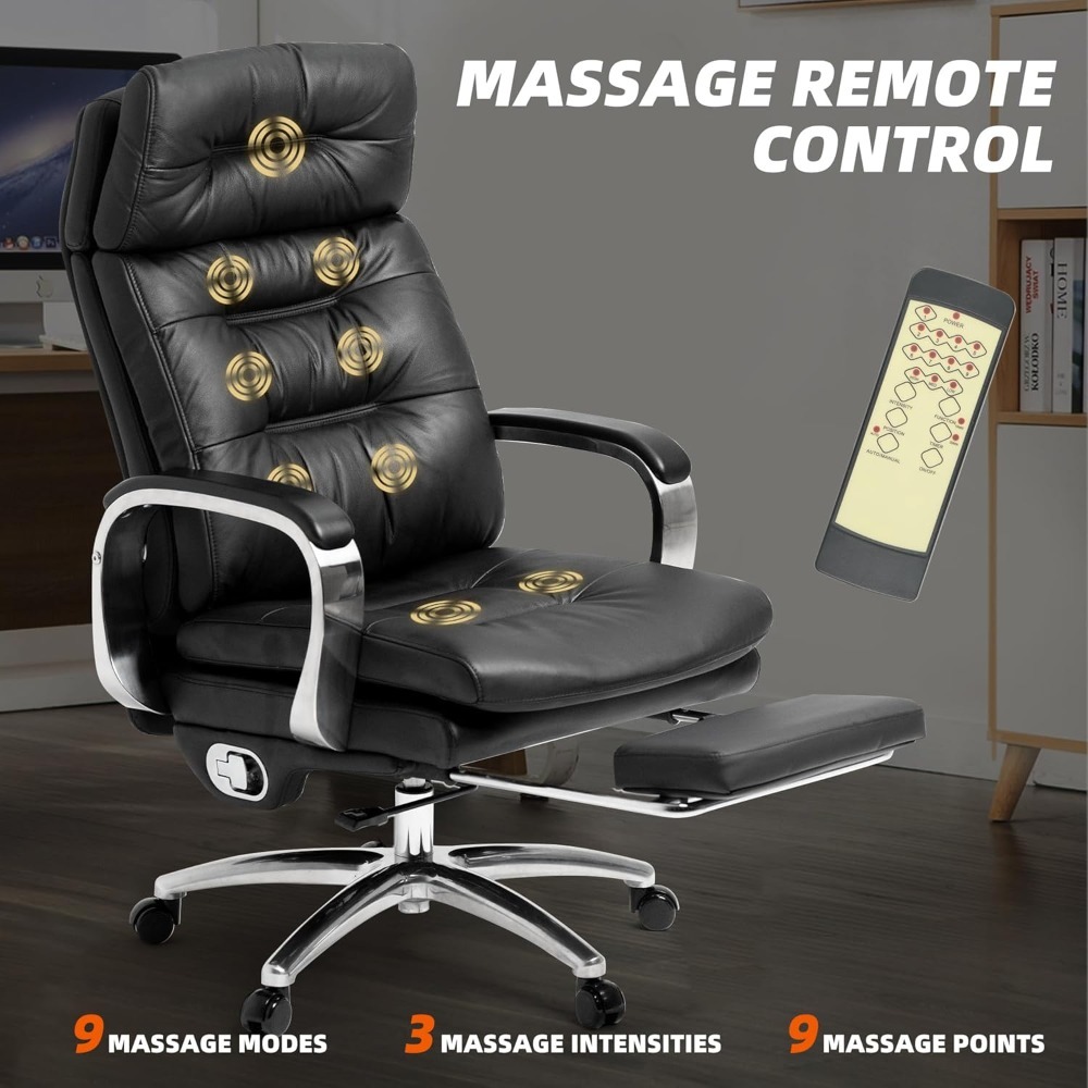 Silla de oficina con masaje de paletas, reposapiés, ventilación con calefacción, gestión ergonómica, silla ejecutiva de oficina totalmente reclinable.