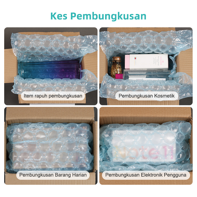 Filem Gelembung Udara MAX untuk pembungkusan item rapuh: Kosmetik, Elektronik, Barang Harian