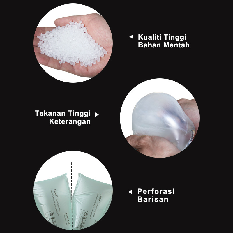 Filem Gelembung Udara HDPE Kualiti Tinggi: tekanan kuat, bahan mentah premium, perforasi