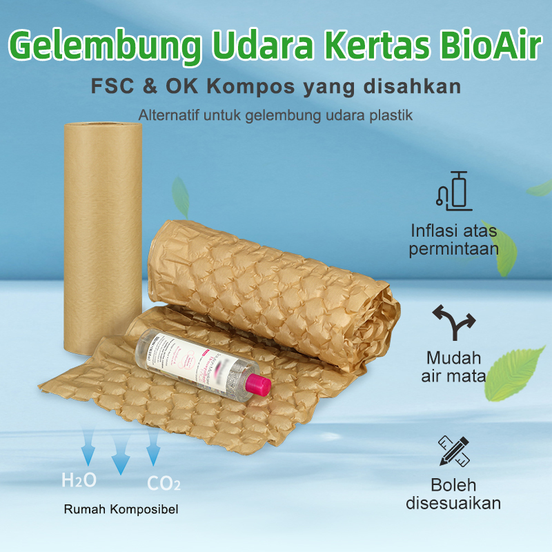 Alternatif gelembung plastik: Kertas BioAir disahkan FSC/OK Kompos & boleh terbiodegradasi