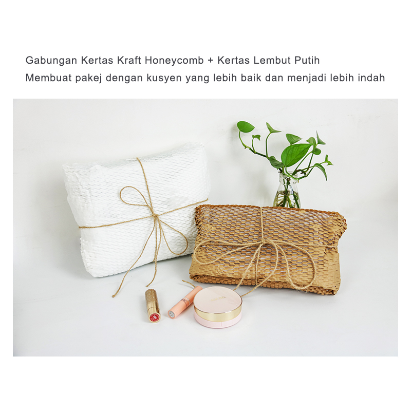 Kertas Sarang Lebah: Gabungan Kraft + Lembut, memberi kusyen lebih baik & pakej yang indah