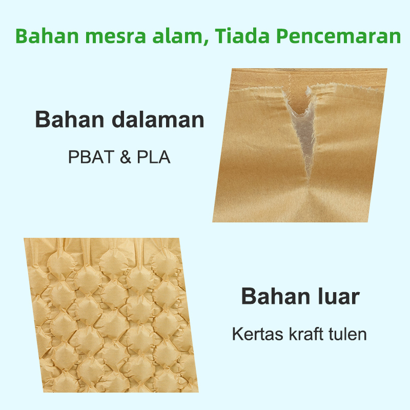 Bahan mesra alam biodegradasi: Kertas kraft tulen, PBAT, PLA, tiada pencemaran