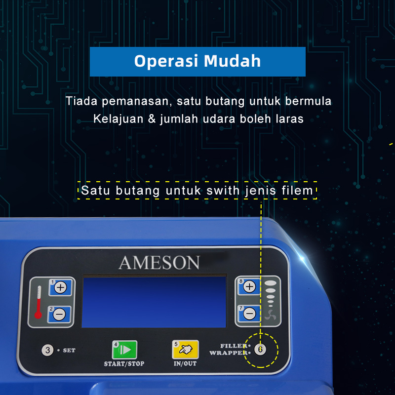 Operasi Mudah Mesin Kusyen Udara: Tiada pemanasan, kelajuan/udara boleh laras, satu butang mula