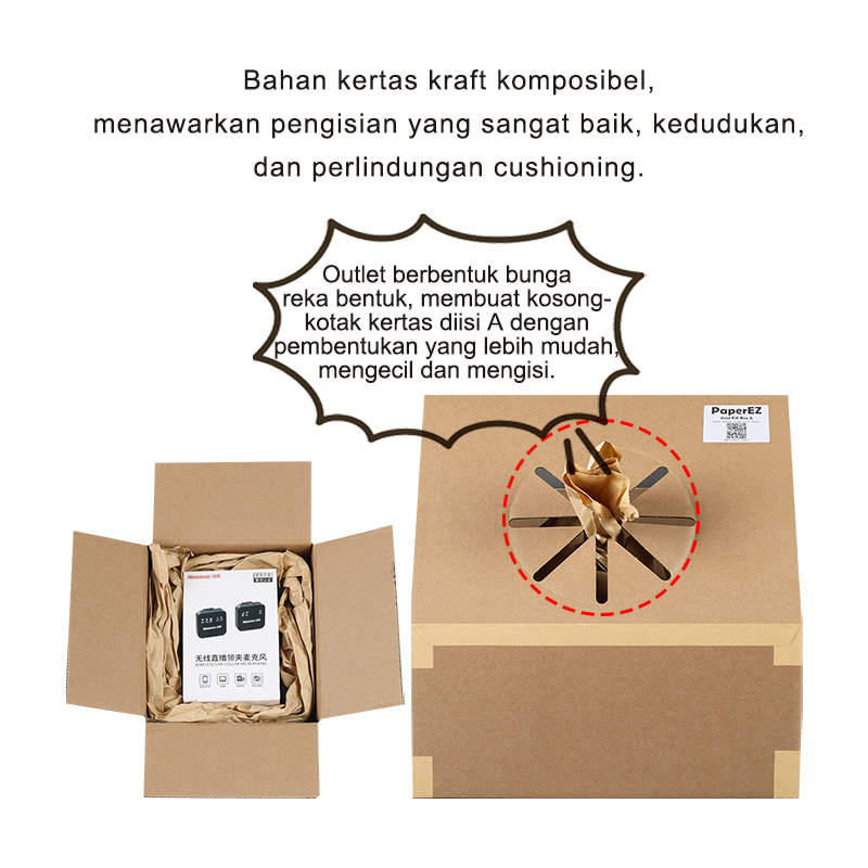 Kertas Komposibel: VoidFill Kotak A, cushioning unggul & outlet bunga untuk pengisian mudah