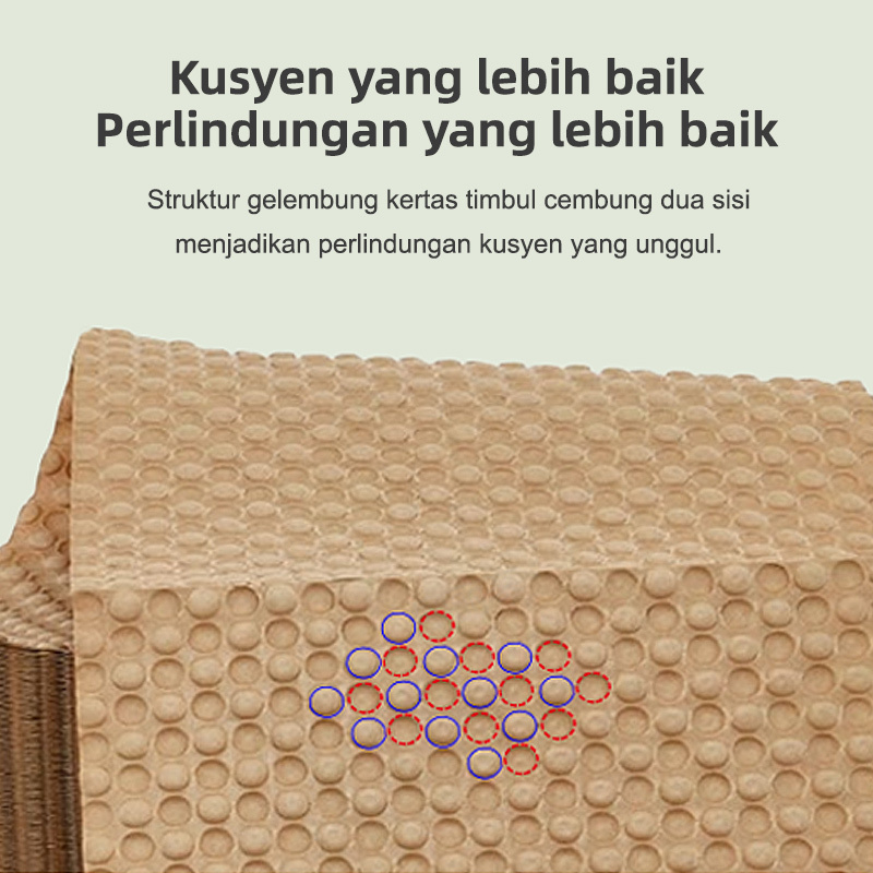 Struktur Gelembung Kertas: Kusyen yang unggul, cembung dua sisi untuk perlindungan yang lebih baik