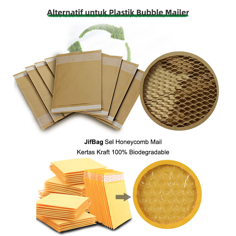 Kertas Kraft Biodegradable: JifBag Beg Pos Sarang Lebah, 100% mesra alam & ringan