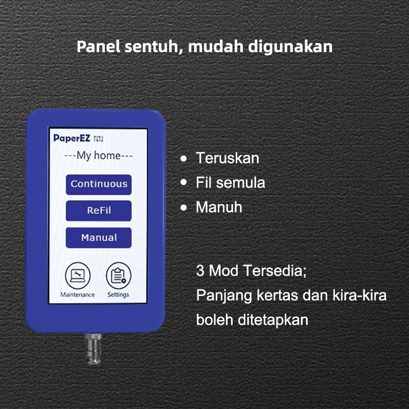 Panel Sentuh: Mesin Kusyen Kertas 3 mod, panjang & kira-kira boleh ditetapkan, mudah guna