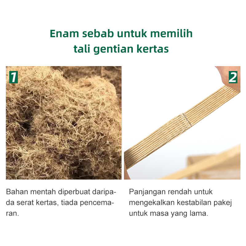 Sebab Memilih: Tali Gentian Kertas PaperEZ, tiada pencemaran, panjangan rendah, kestabilan