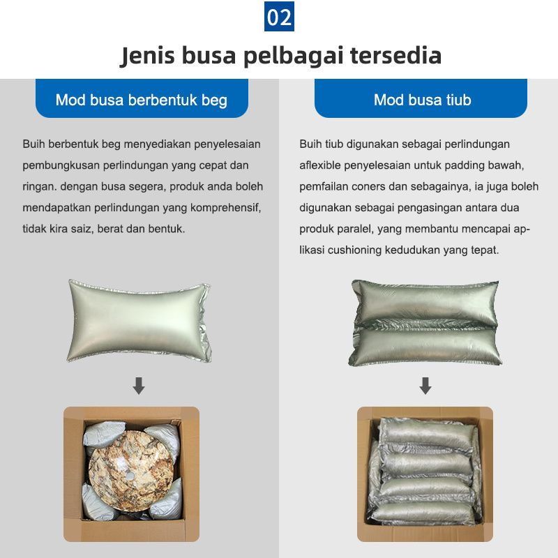 Jenis Busa Pelbagai: MFA01 sokong buih beg & tiub untuk perlindungan komprehensif fleksibel