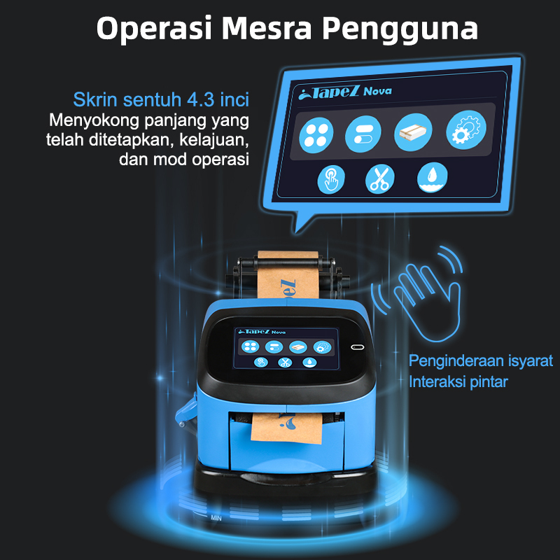 Dispenser pita e-dagang ini menampilkan skrin sentuh 4.3 inci yang mesra pengguna untuk kawalan intuitif panjang pratetap, kelajuan, dan mod operasi.
