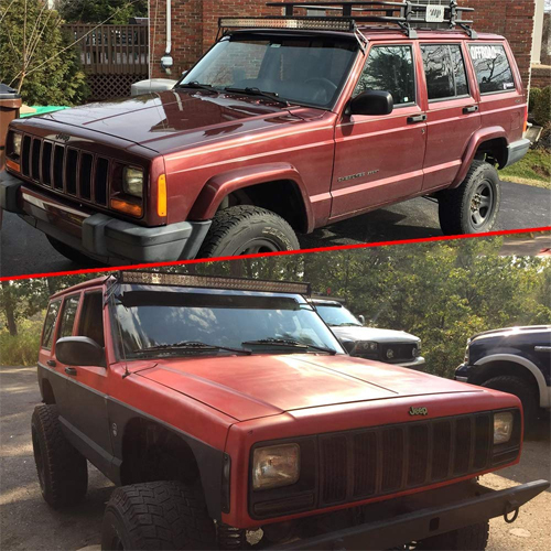 50" Curved LED Light Bar Windshield Roof Mount Bracket for 1984-2001 Jeep XJ Cherokee