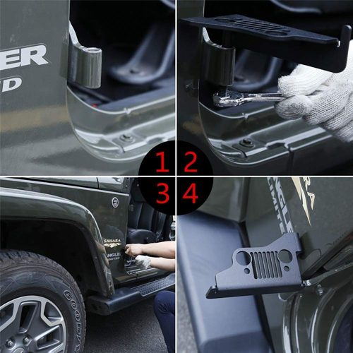 EXTERIOR SLOTTED DOOR HINGE FOOT PEG REST PEDAL FOR JEEP WRANGLER (2007-2017 JK WRANGLER)