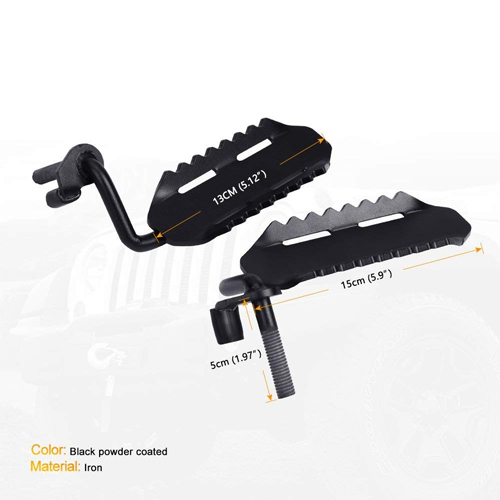 EXTERIOR SLOTTED DOOR HINGE FOOT PEG REST PEDAL FOR JEEP WRANGLER (1997-2006 JEEP WRANGLER TJ)