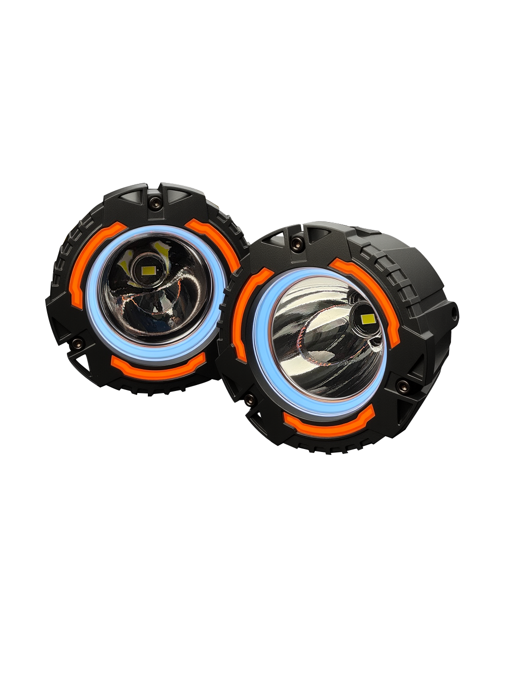 Round LED Work Lights Silk Screen Design 4 Inch 60W With Amber/White Surrend Watter Flow Mode SS-3071