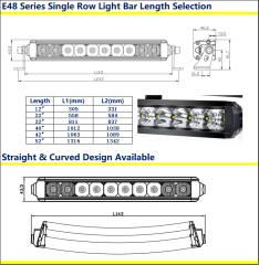 Single Row LED Light Bar E48 Series Length From 12 inch to 52 inch available With White/Drl:Amber