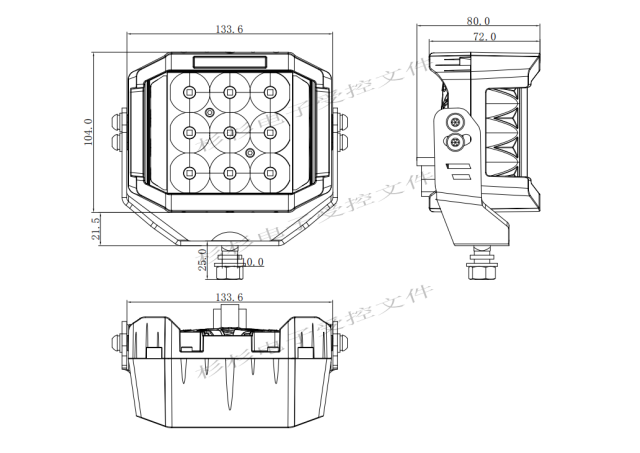 Square  LED Work Lights Spot Beam 5 Inch 120W With Amber DRL SS-3065