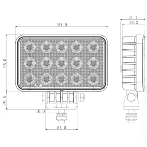 Square LED Work Lights Flood Beam 6 Inch 90W White Color SS-2032