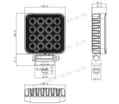 Square LED Work Lights Flood Beam 4 Inch 96W White Color SS-2036