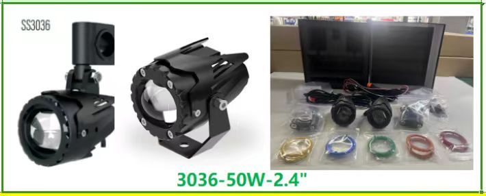 Brightest Black 2.4" LED Headlight Single/Dual Color 50W For Motorcyle Lights Motor Set Package SS-3036B