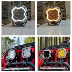 Flash Model Design 7 Inch 160W LED Work Lights Off-road Auxiliary with White and Amber DRL