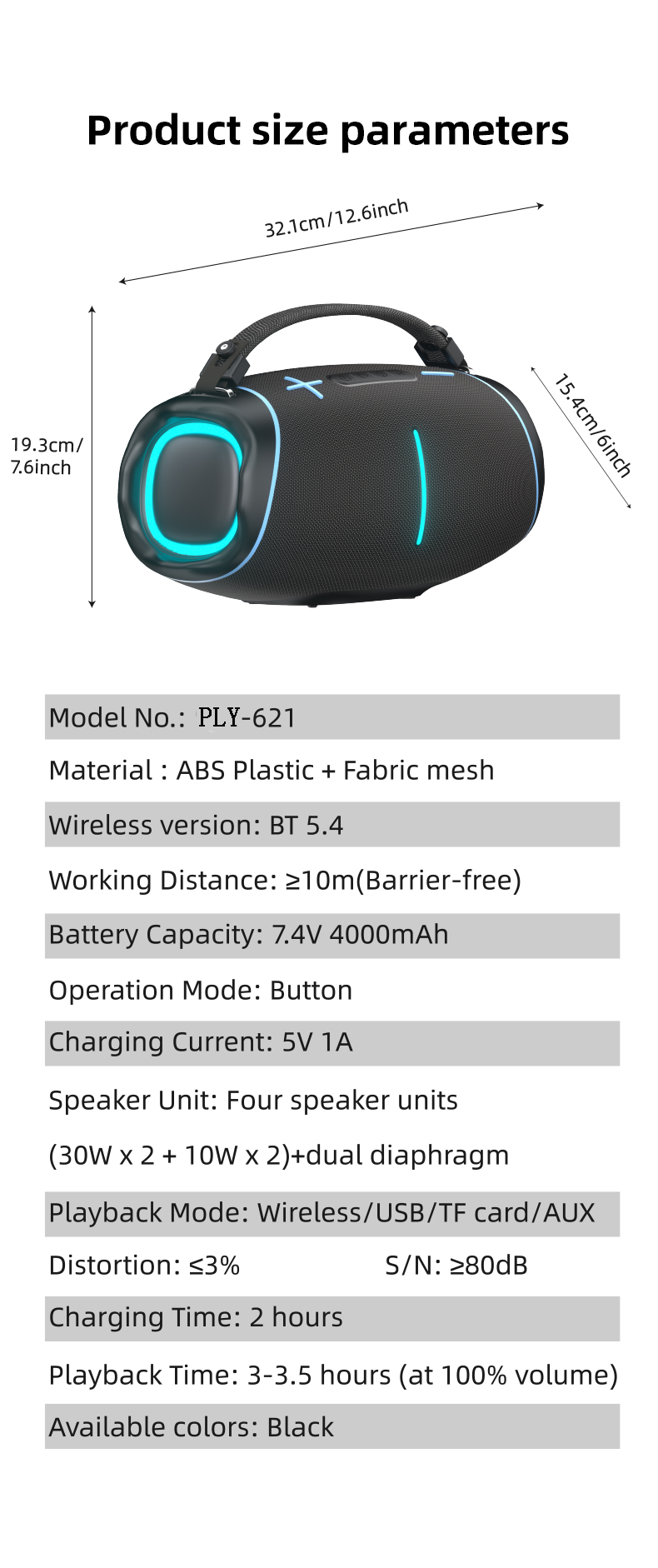 High-Power Outdoor Portable Speaker with High-Quality Sound